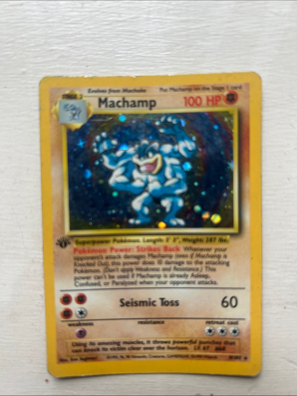 Machamp Holographic Pokémon Card - Yellow Border